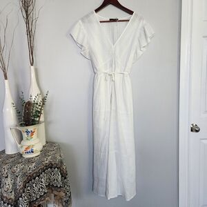 2X Womans Maxi Dress, Tie Waist, Flutter Sleeves, Vneck